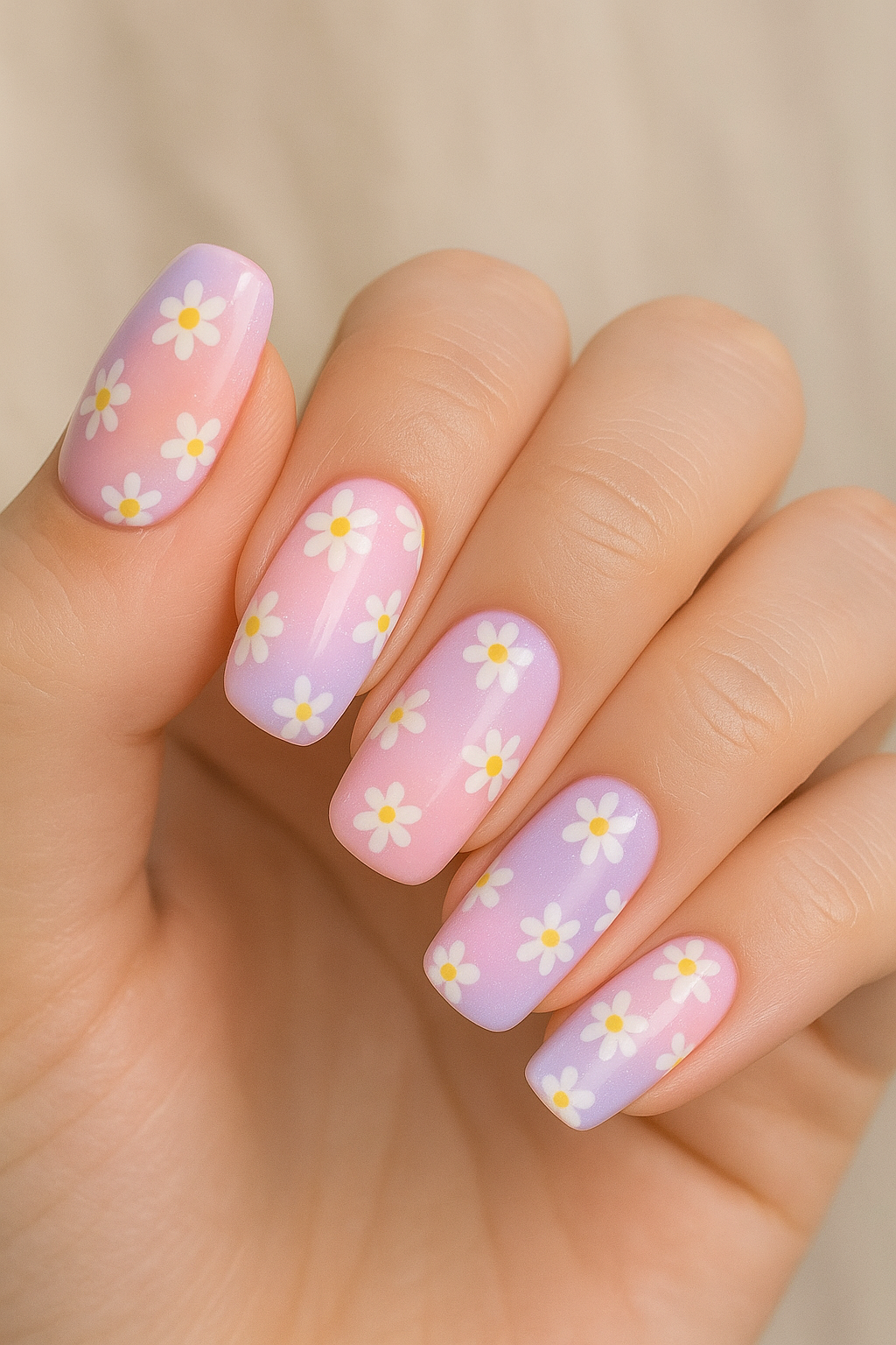 Printed nail art, pastel floral and gradient set