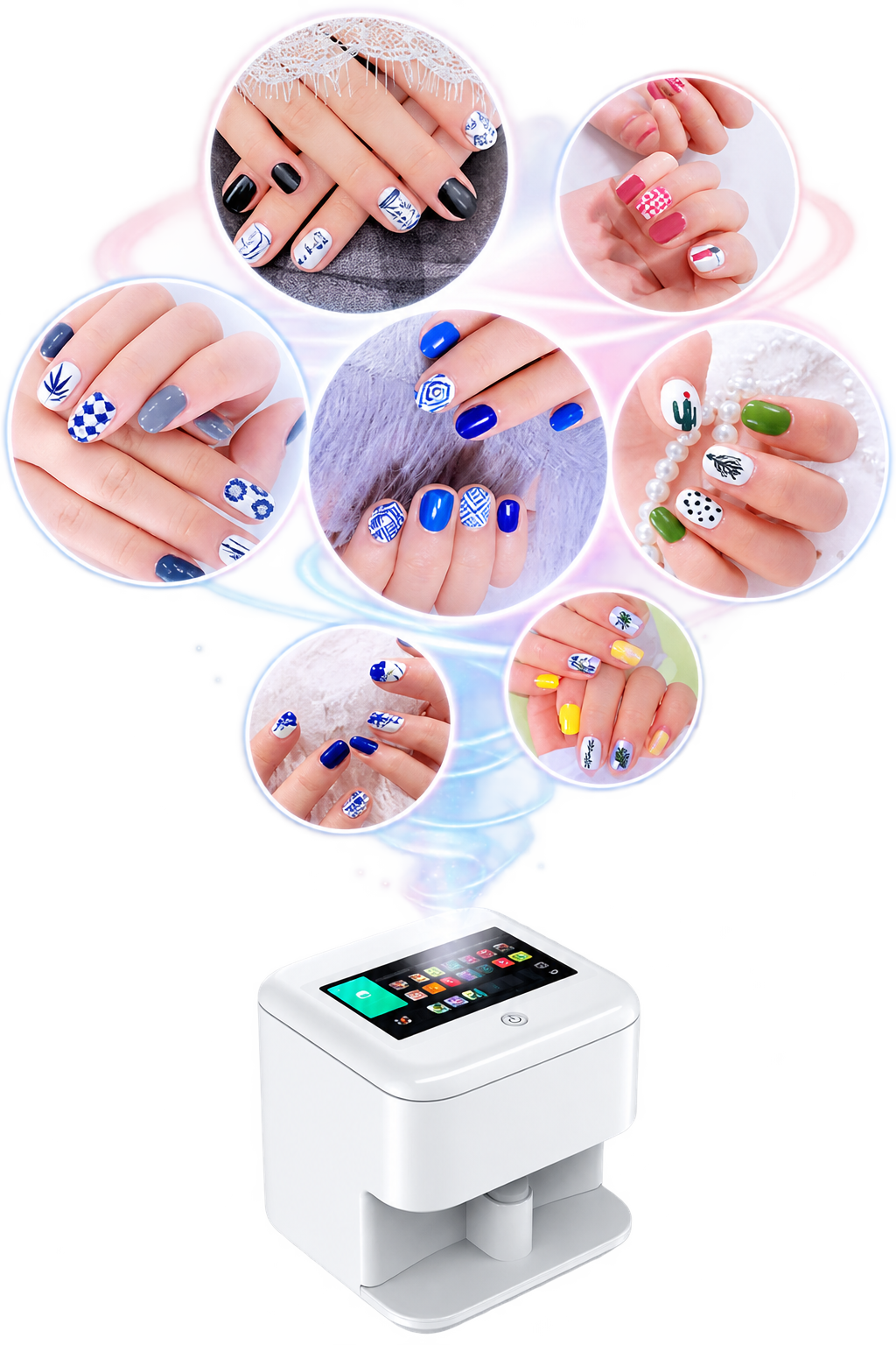 Placing a finger into the Sunwinplus nail printer